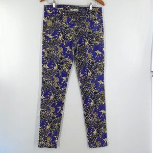 Hot Kiss Sz 9 Skinny Lily  Floral Baroque Print  Low Rise